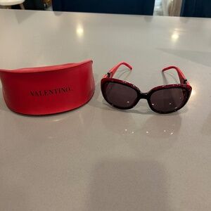 Valentino Red Oversized Sunglasses + Case